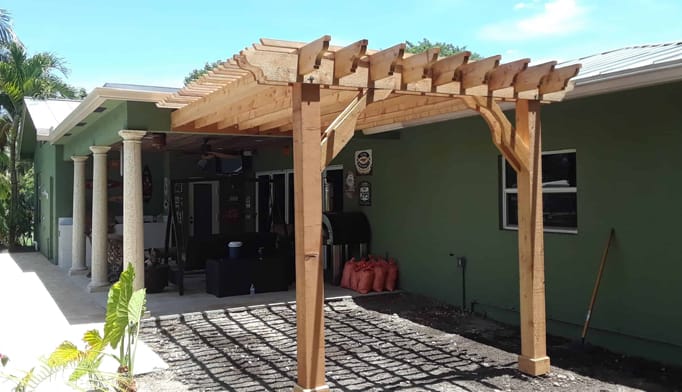 wooden decking pergola