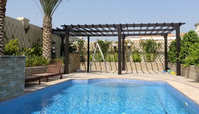 wooden decking pergola